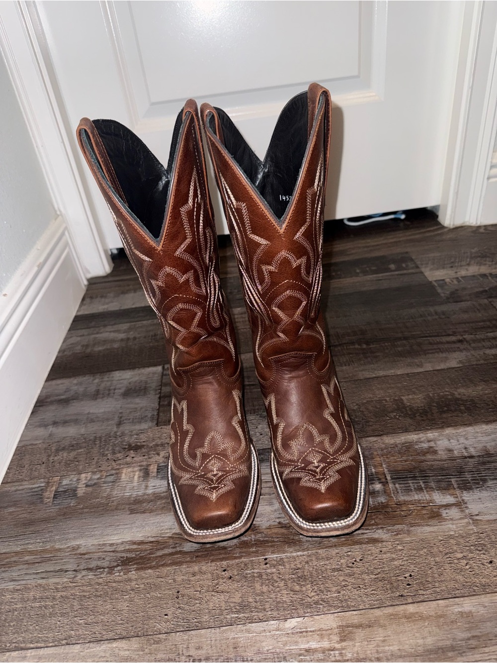 J.B. Dillon Brown Leather Embroidered Cowboy Heeled Boots